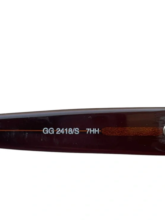 GUCCI 90s vintage GG 2418/S Sunglasses ELONGATED Cat Eye Rose Gold Brown lenses - Picture 11 of 16